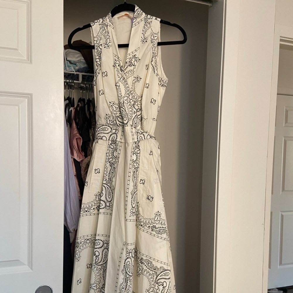 Tory Burch White Paisley Midi Wrap Dress - Picture 3 of 5